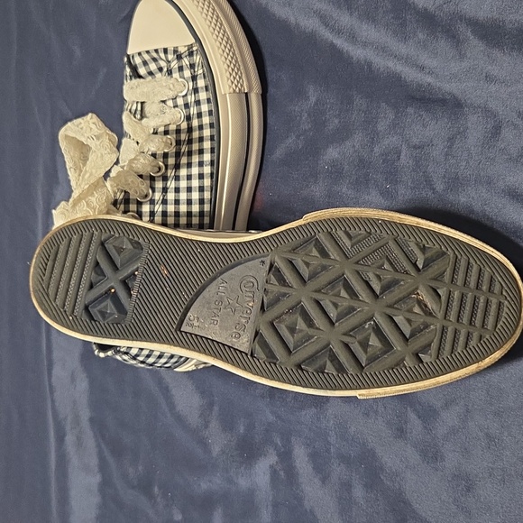 Converse Women's Navy Gingham Sneakers - Picture 11 of 12